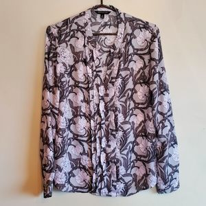 Banana Republic Grey Floral Blouse Size M